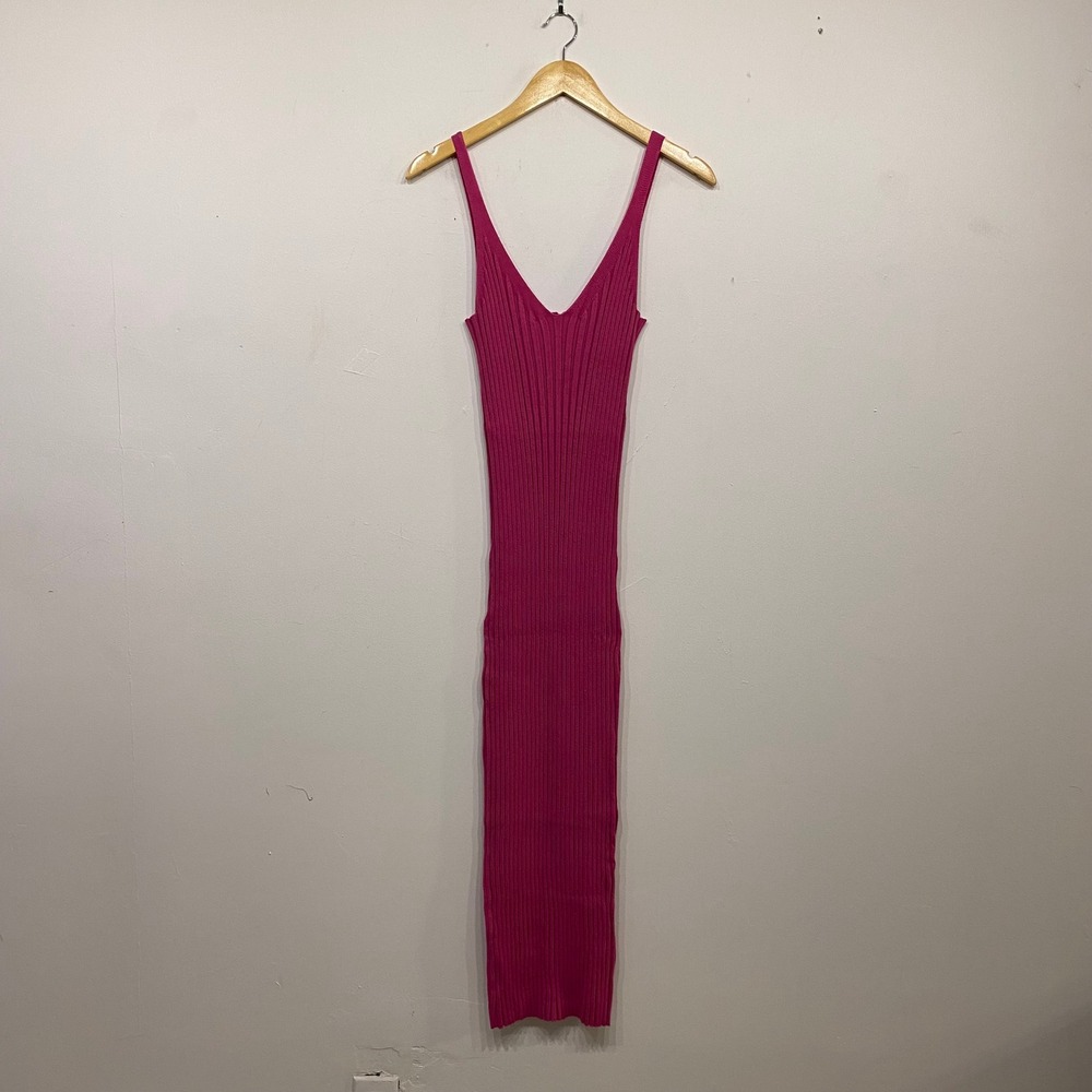 Fashion to Figure Magenta Pink Ribbed Knit Modal Butt Lift Mini Slip Dress 2